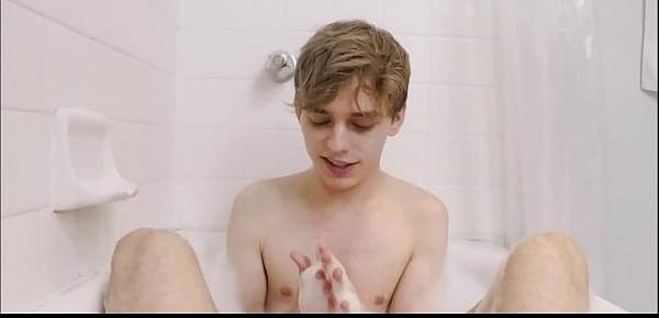  Young Blonde Stepbrother Joins Then Fucked By His Older Stepbrother During A Bath POV